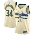 Men's Milwaukee Bucks Giannis Antetokounmpo #34 Nike Cream Swingman NBA Jersey - City Edition