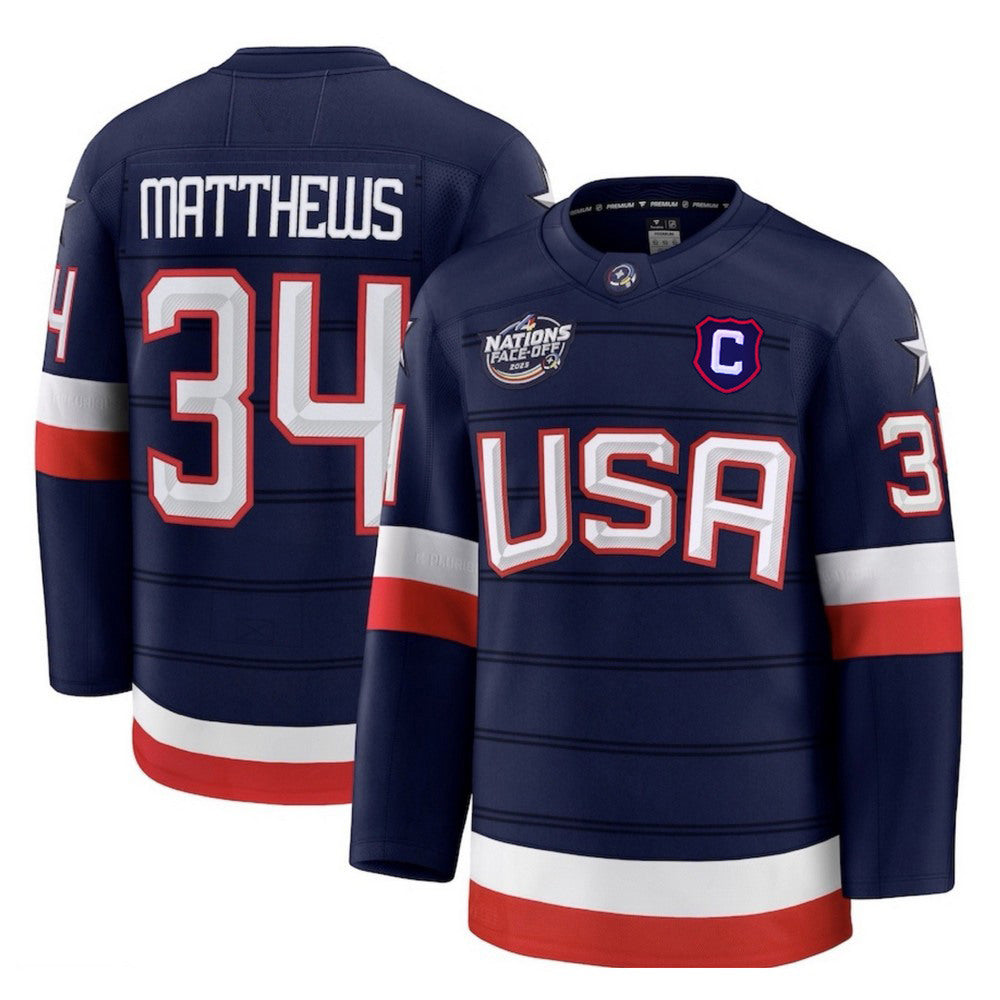 Auston Matthews USA 2025 Navy 4 Nations Face-Off NHL Jersey