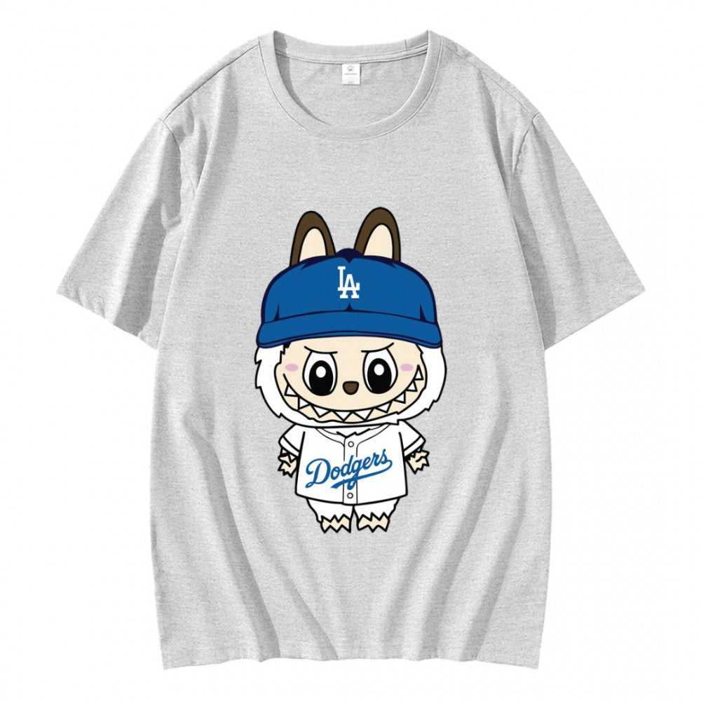Funny Doll Labubu Los Angeles Dodgers Baseball T-Shirt