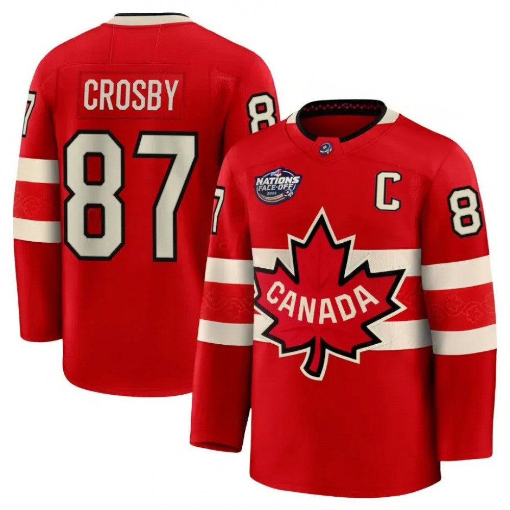 Canada Sidney Crosby 2025 Red Hockey Team 4 Nations Face-Off NHL Jersey