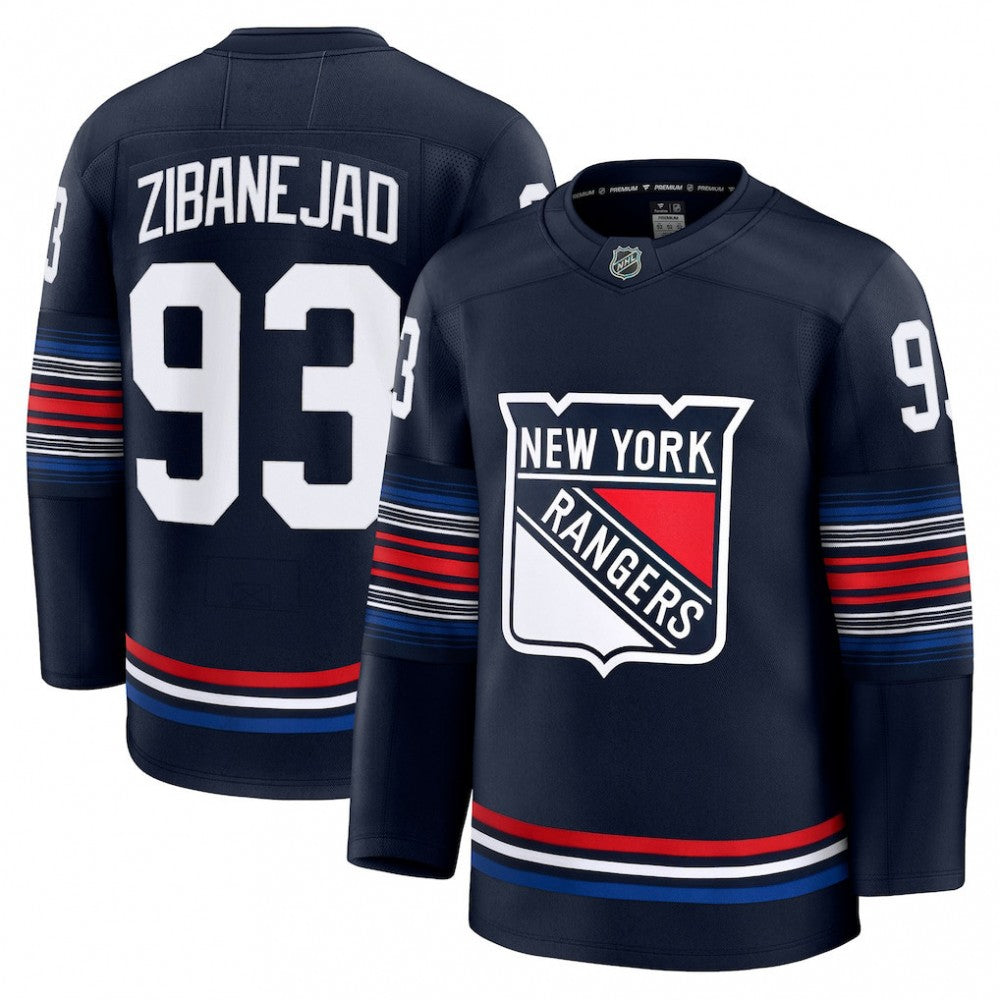 Men's New York Rangers Mika Zibanejad Navy Alternate Premium NHL Jersey