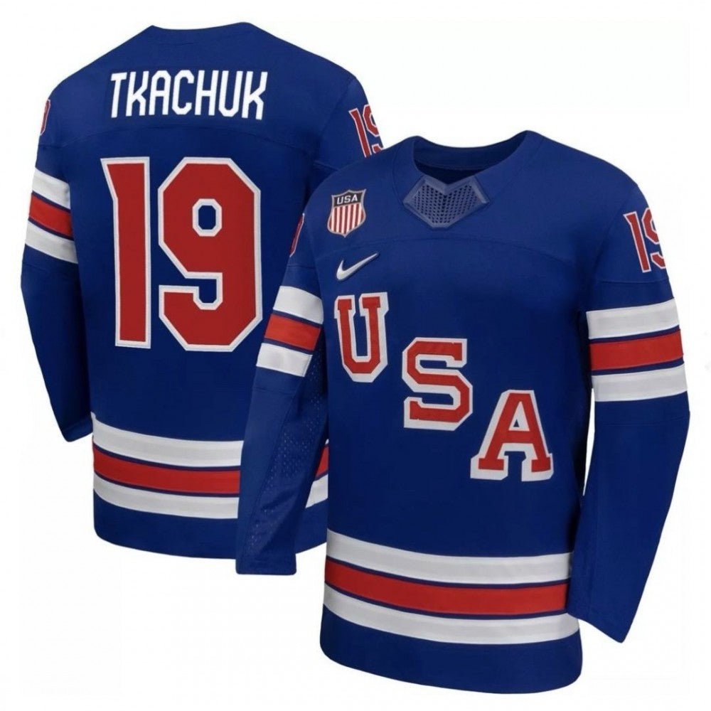 Matthew Tkachuk USA Hockey Olympic Nike 2026 Royal Home Replica NHL Jersey
