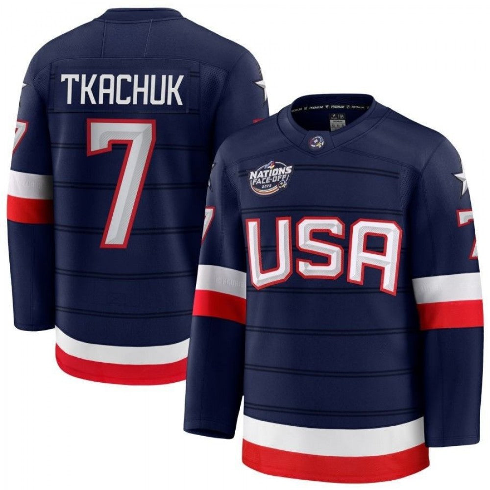 Brady Tkachuk USA 2025 Navy 4 Nations Face-Off NHL Jersey