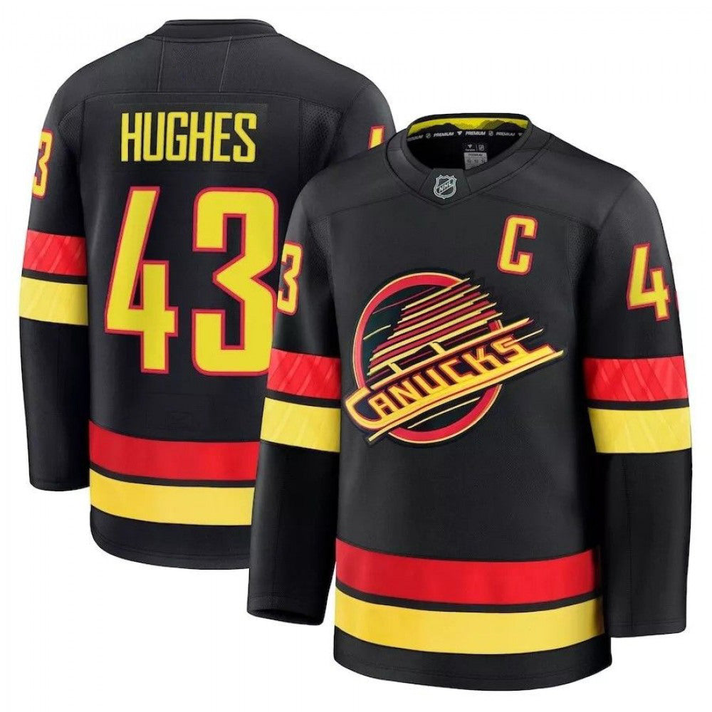 Vancouver Canucks Quinn Hughes #43 Black Alternate Premium NHL Jersey