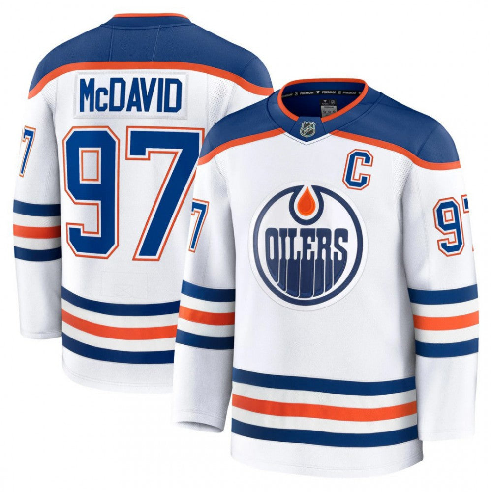 Connor McDavid Edmonton Oilers Away White Premium Player NHL Jersey