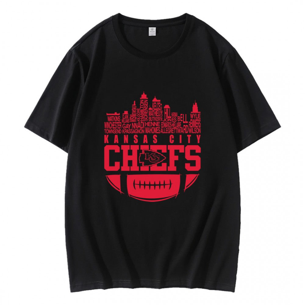 Kansas City Chiefs Skyline Football Names T-Shirt