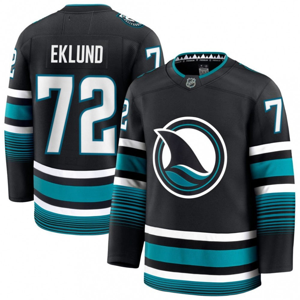 Men's San Jose Sharks William Eklund Black Alternate Premium NHL Jersey