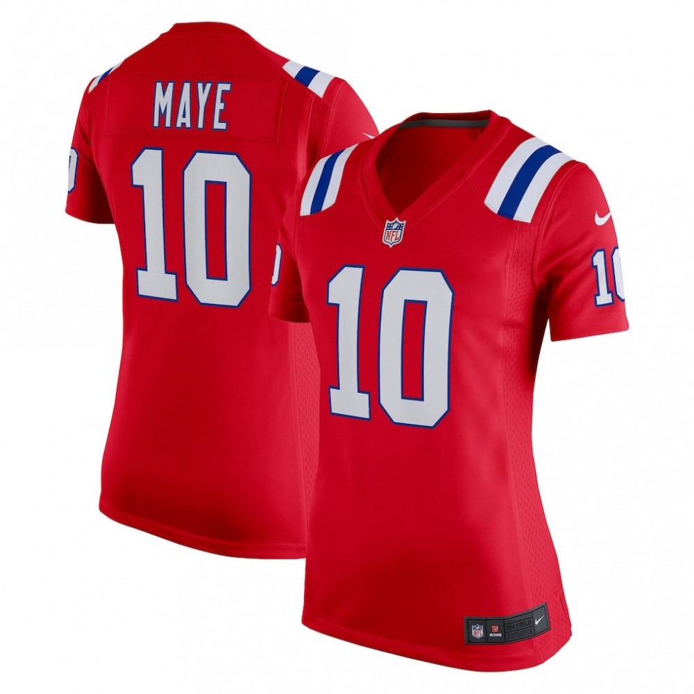 Drake Maye New England Patriots Nike Women's Alternate Jersey - Red
