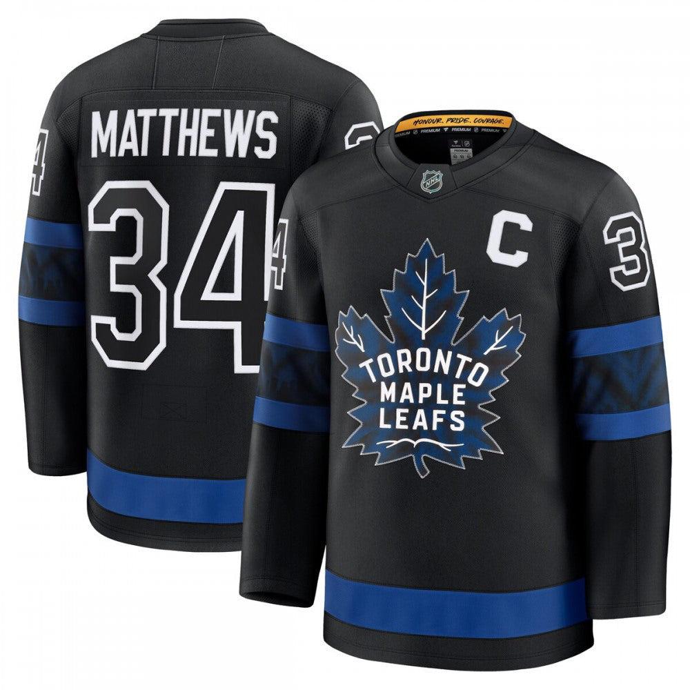 Auston Matthews Toronto Maple Leafs Captain Patch Alternate Premium NHL Jersey - Black