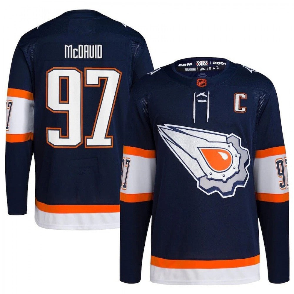 Connor McDavid Edmonton Oilers Navy Reverse Retro 2.0 Player NHL Jersey