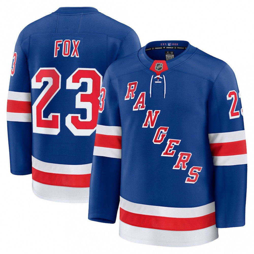 Men's New York Rangers Adam Fox Blue Home Premium NHL Jersey