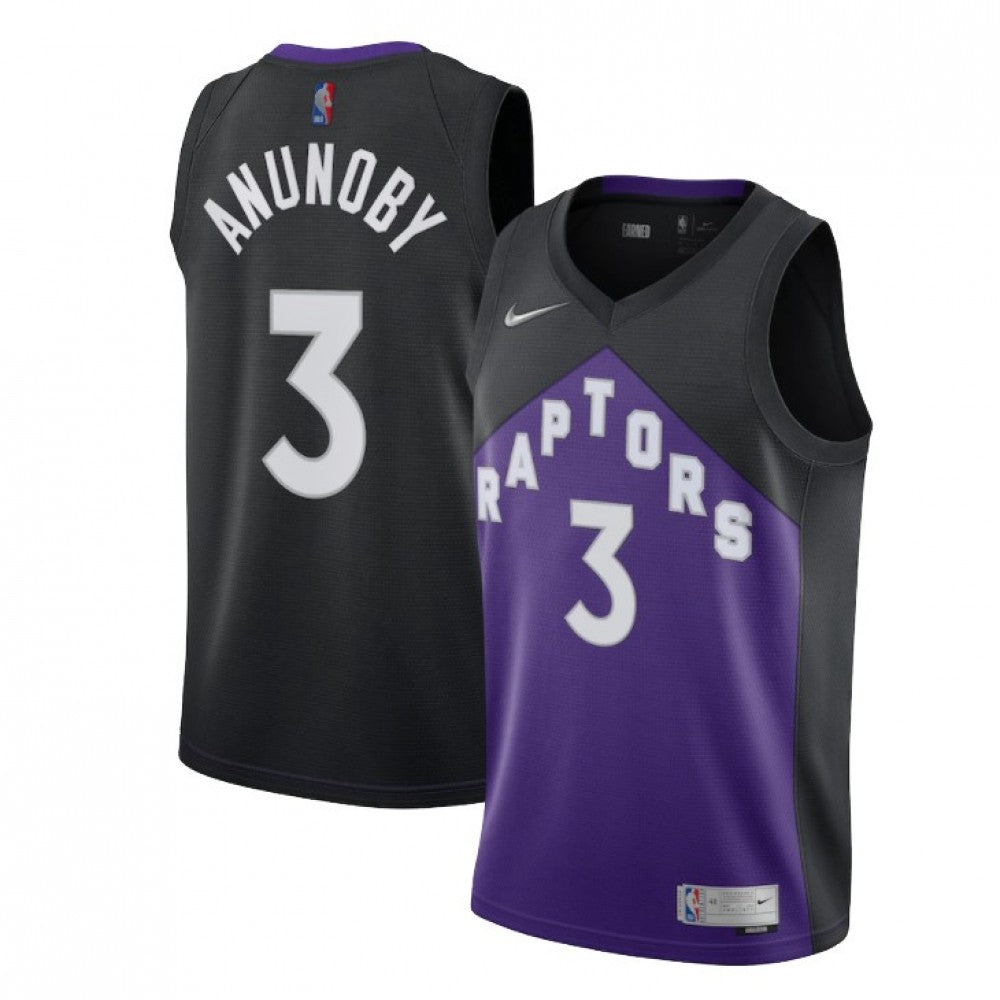 Men's Toronto Raptors OG Anunoby #3 Nike Black&amp;Purple 2021 Swingman NBA Jersey - Earned Edition