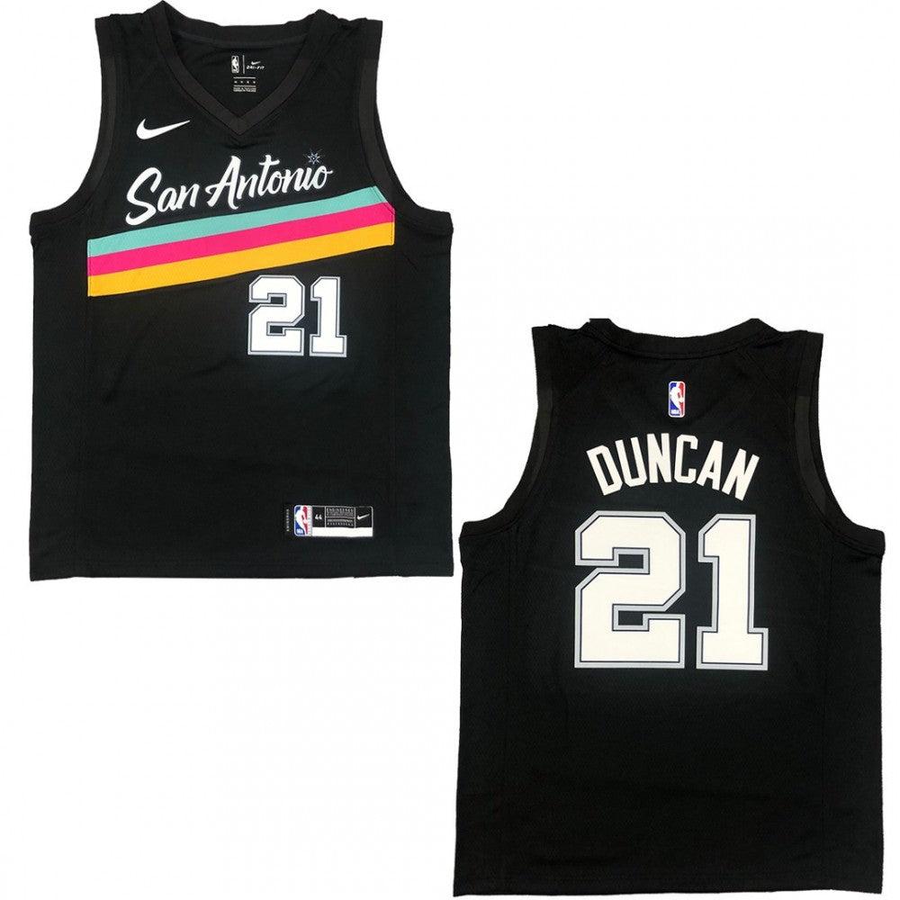 Men's San Antonio Spurs Tim Duncan #21 Nike Black 20/21 Swingman NBA Jersey - City Edition