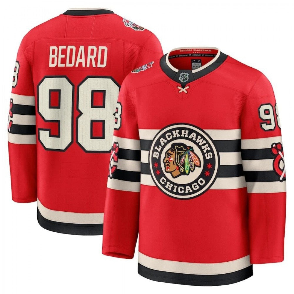 Connor Bedard Chicago Blackhawks 2025 Winter Classic Premium NHL Jersey - Red