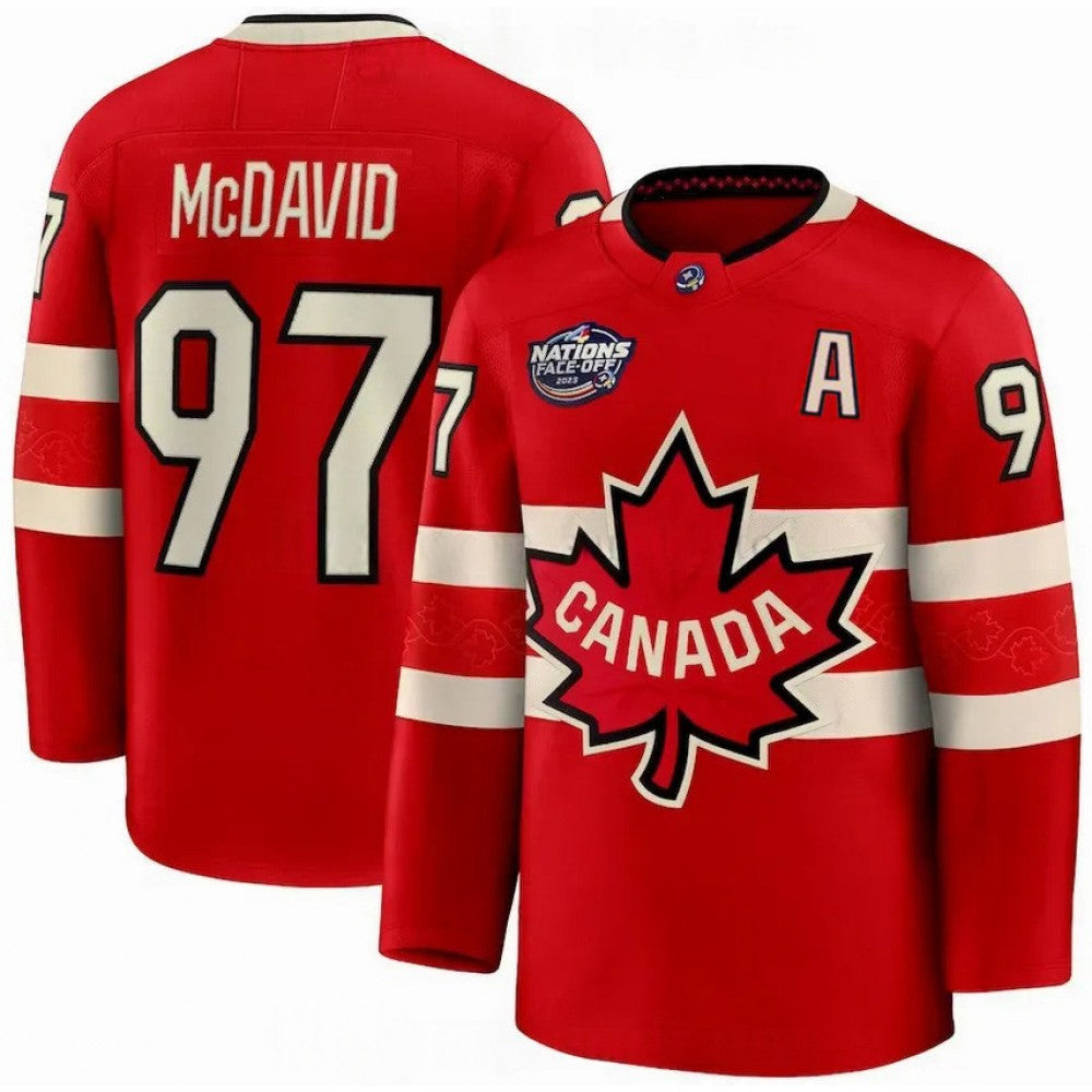 Canada Connor McDavid 2025 Red Hockey Team 4 Nations Face-Off NHL Jersey