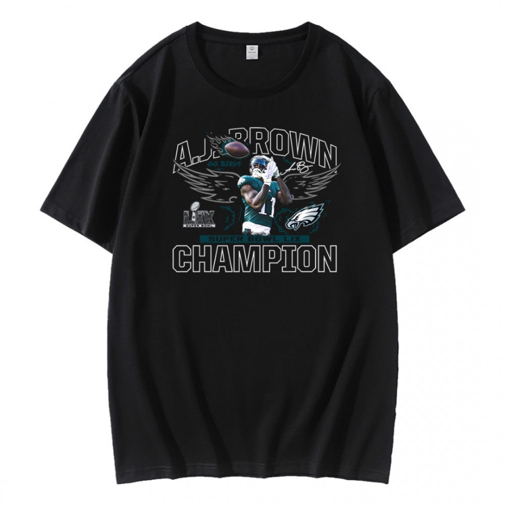 A.J. Brown Black Philadelphia Eagles Super Bowl LIX Champions T-Shirt