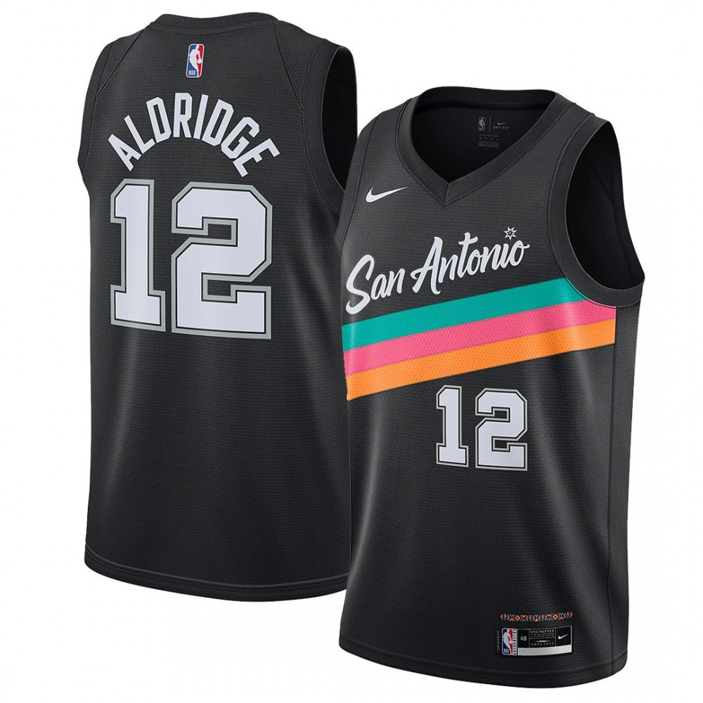 Men's San Antonio Spurs Lamarcus Aldridge #12 Nike Black 20/21 Swingman NBA Jersey - City Edition
