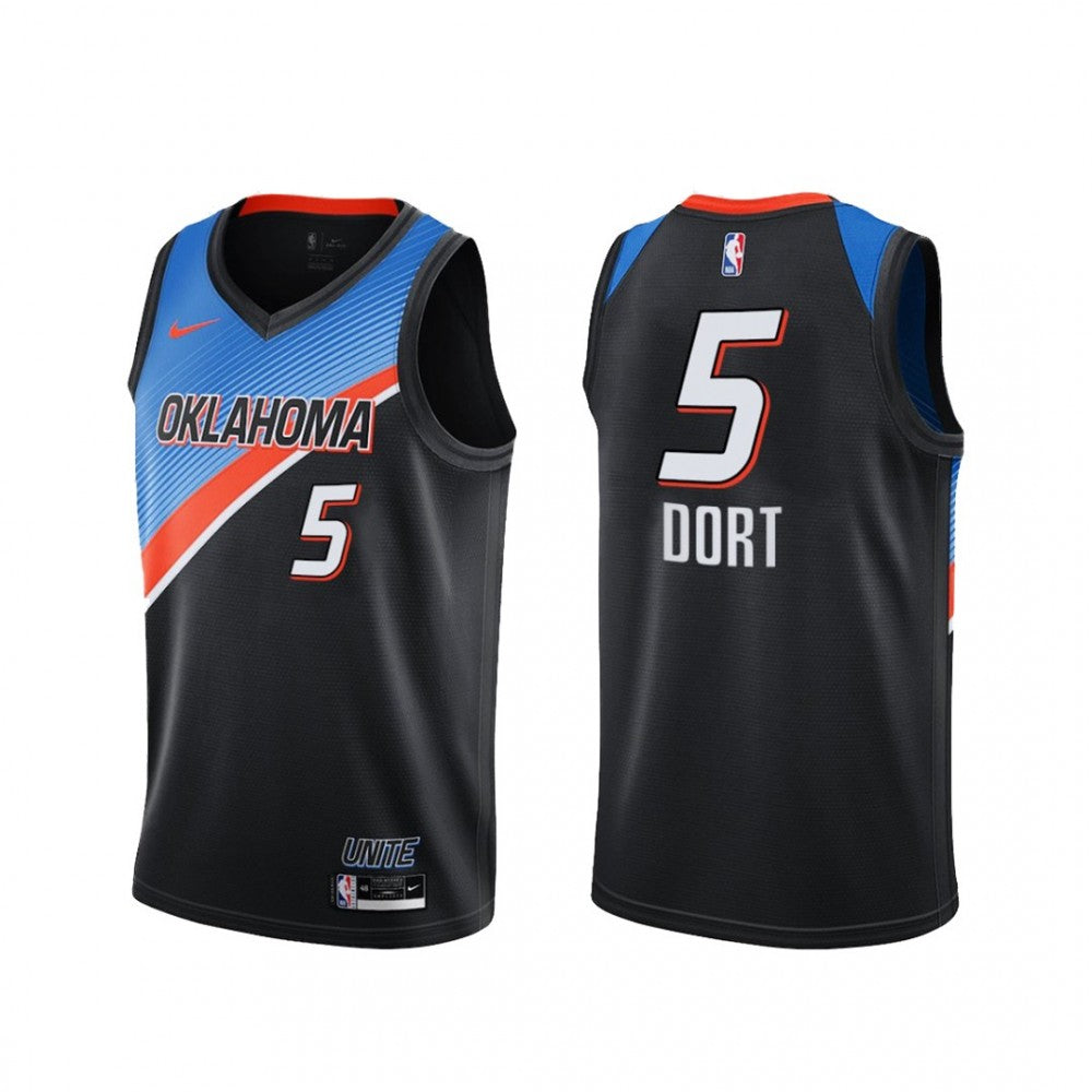 Men's Oklahoma City Thunder Luguentz Dort #5 Nike Black Swingman NBA Jersey - City Edition