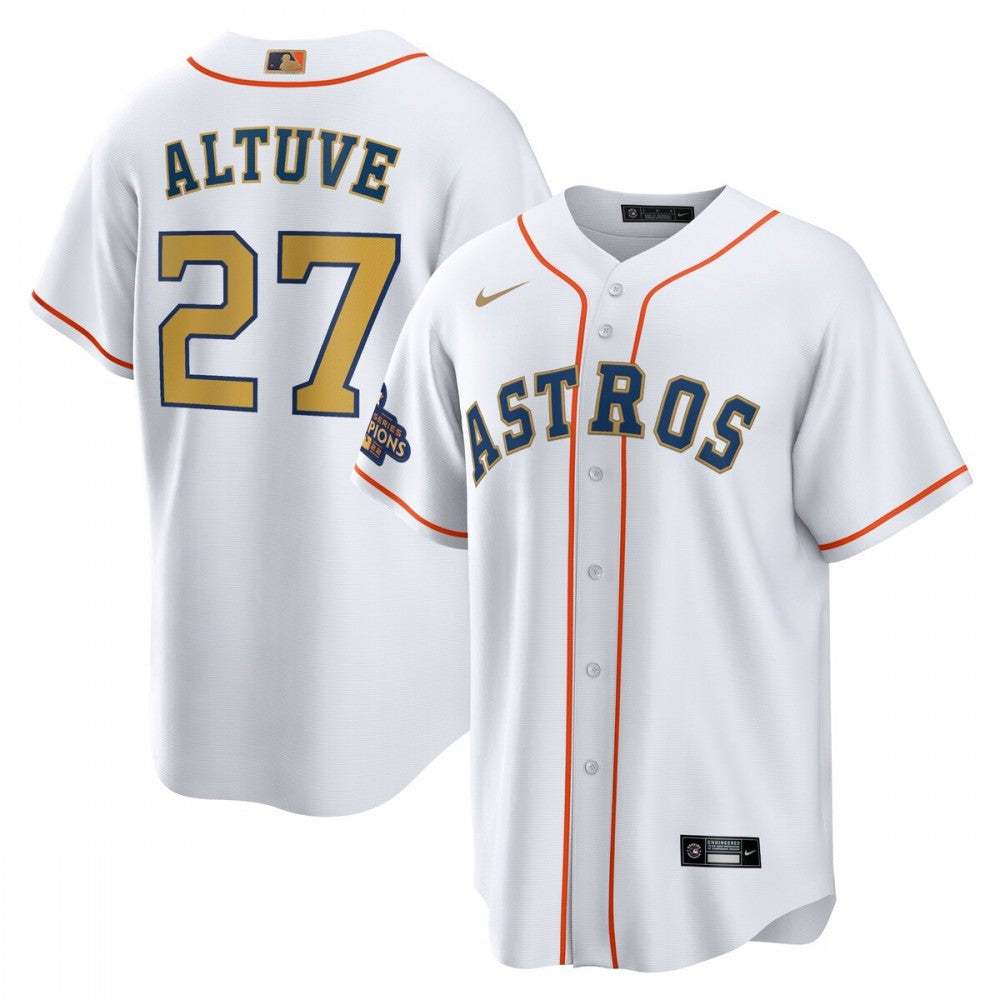 Jose Altuve Houston Astros Nike 2023 Gold Collection Replica Player MLB Jersey - White/Gold