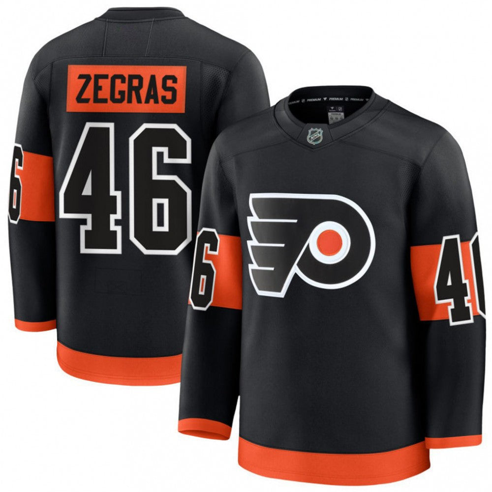 Men's Philadelphia Flyers Trevor Zegras Black Alternate Premium NHL Jersey