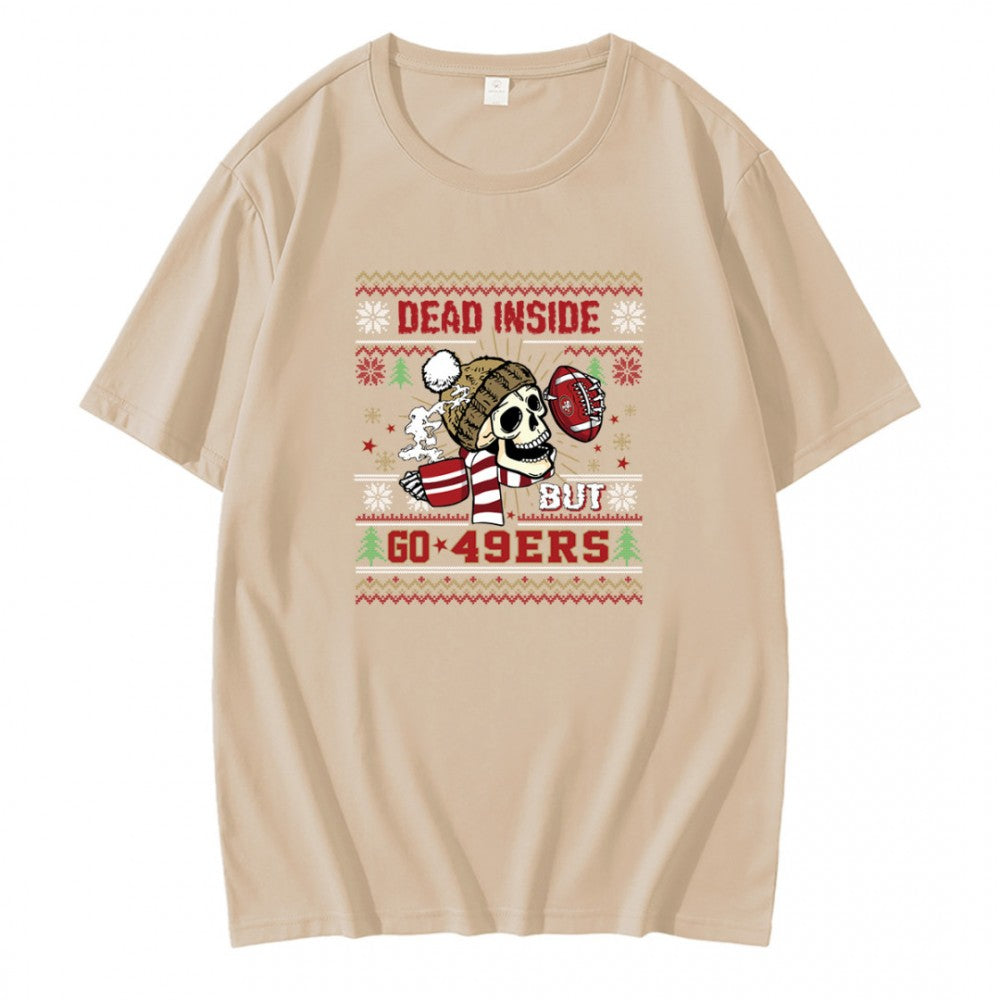 Funny Skull Dead Inside But Go 49ers Football T-Shirt