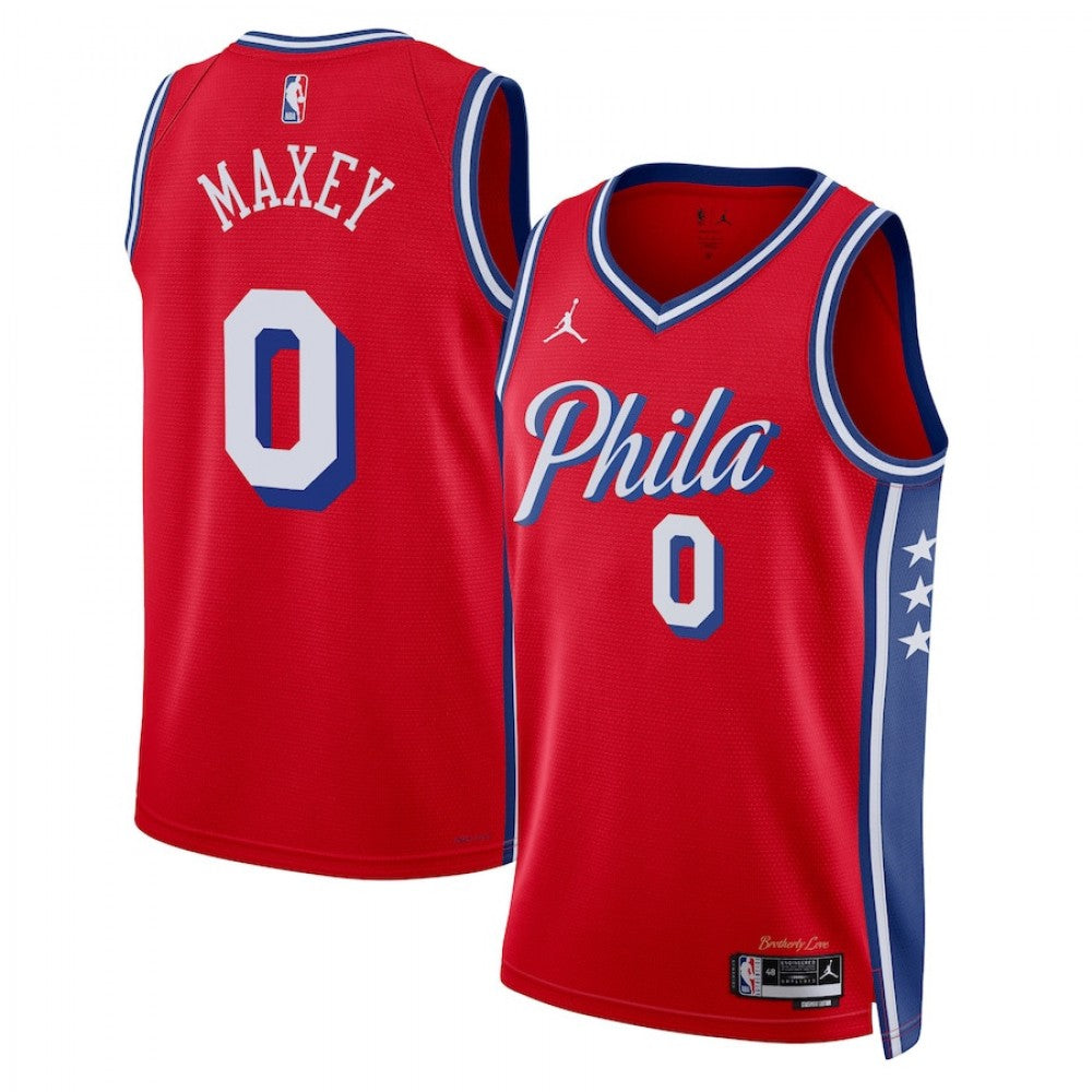 Men's Philadelphia 76ers Tyrese Maxey #0 Jordan Red Swingman NBA NBA Jersey - Icon Edition