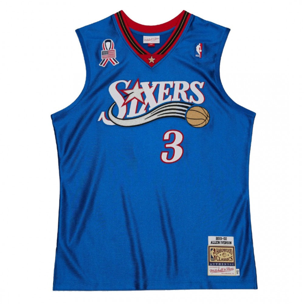 Philadelphia 76ers Allen Iverson #3 Throwback Blue 2001-02 Hardwood Classics NBA Jersey
