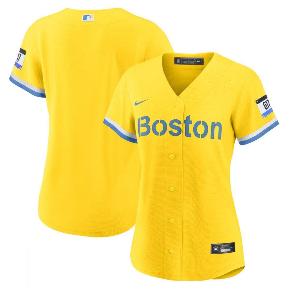 Boston Red Sox Nike Women's City Connect Replica MLB Jersey - Gold/Light Blue