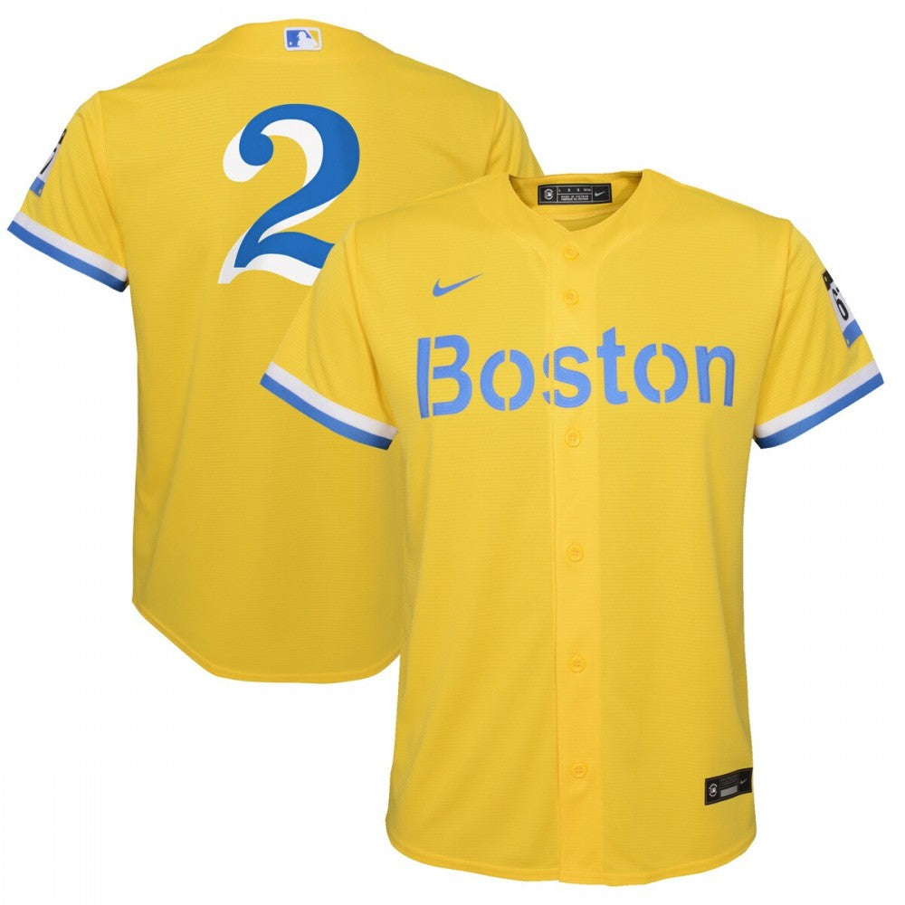 Xander Bogaerts Boston Red Sox Nike Youth City Connect Replica Player MLB Jersey - Gold/Light Blue