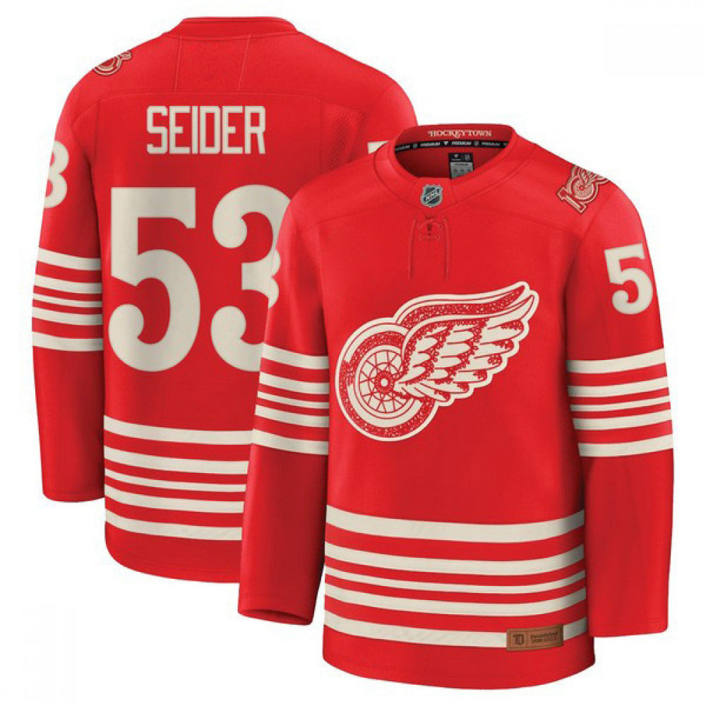 Moritz Seider Detroit Red Wings Centennial Premium Replica NHL Jersey - Red