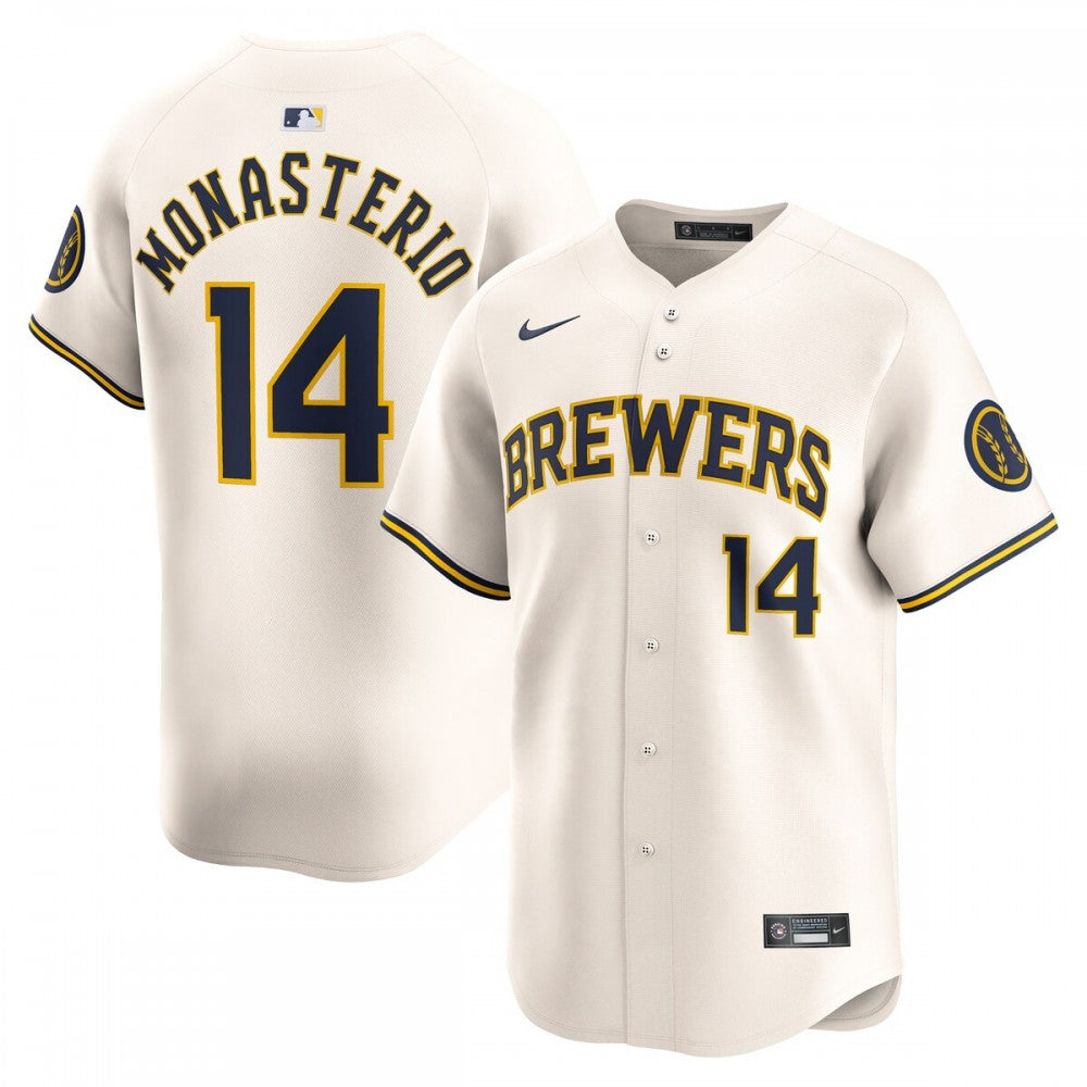 Andruw Monasterio Milwaukee Brewers Nike Home Limited Player MLB Jersey - Cream