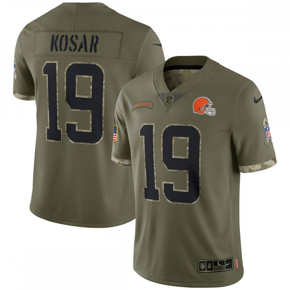 Bernie Kosar Cleveland Browns 2022 Salute To Service Retired Player Limited Jersey - Olive