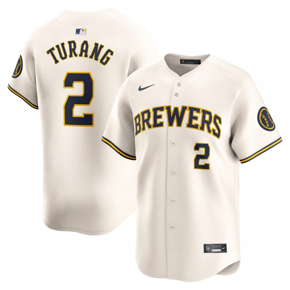 Brice Turang Milwaukee Brewers Nike Home Limited Player MLB Jersey - Cream