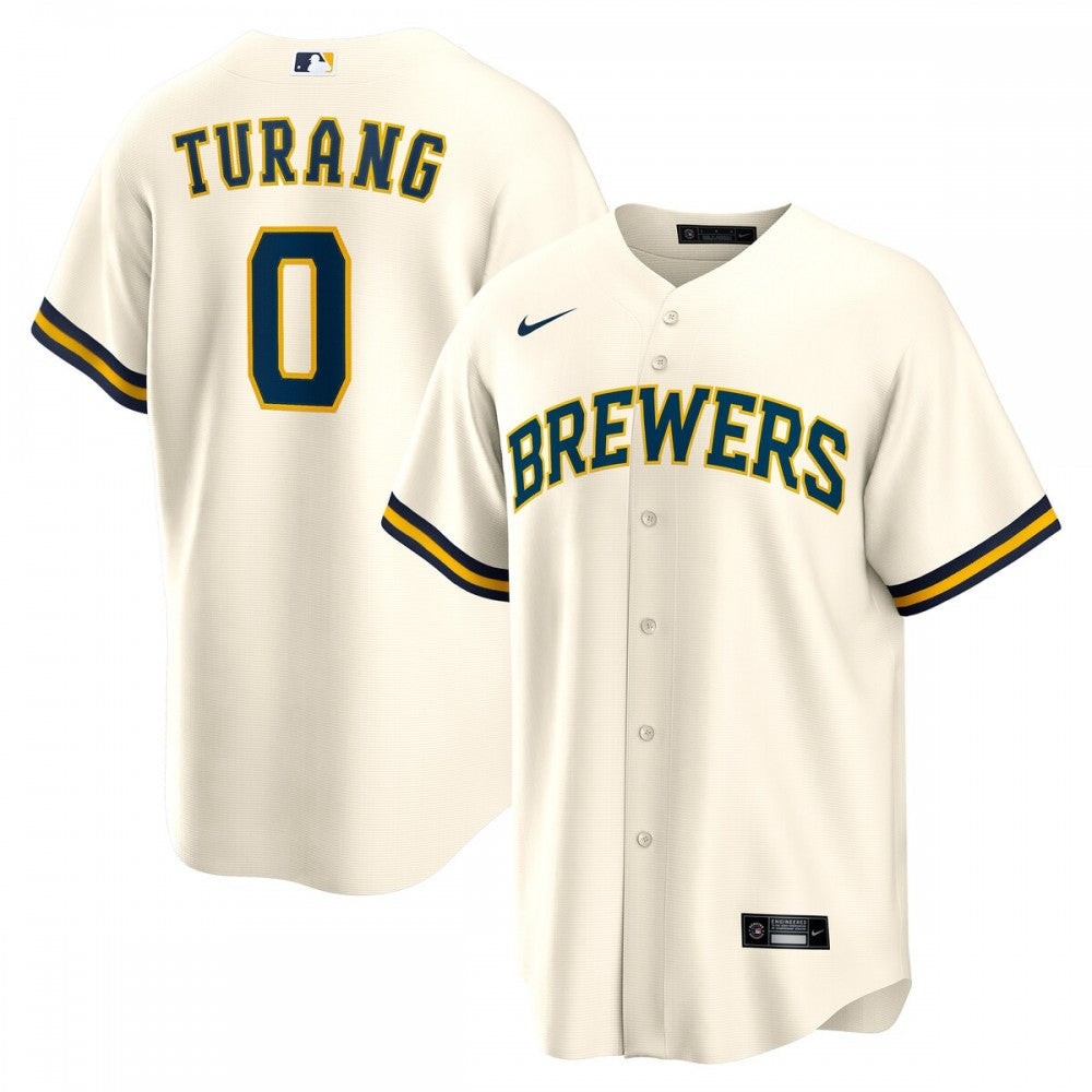 Brice Turang Milwaukee Brewers Nike Home Replica Player MLB Jersey - Cream