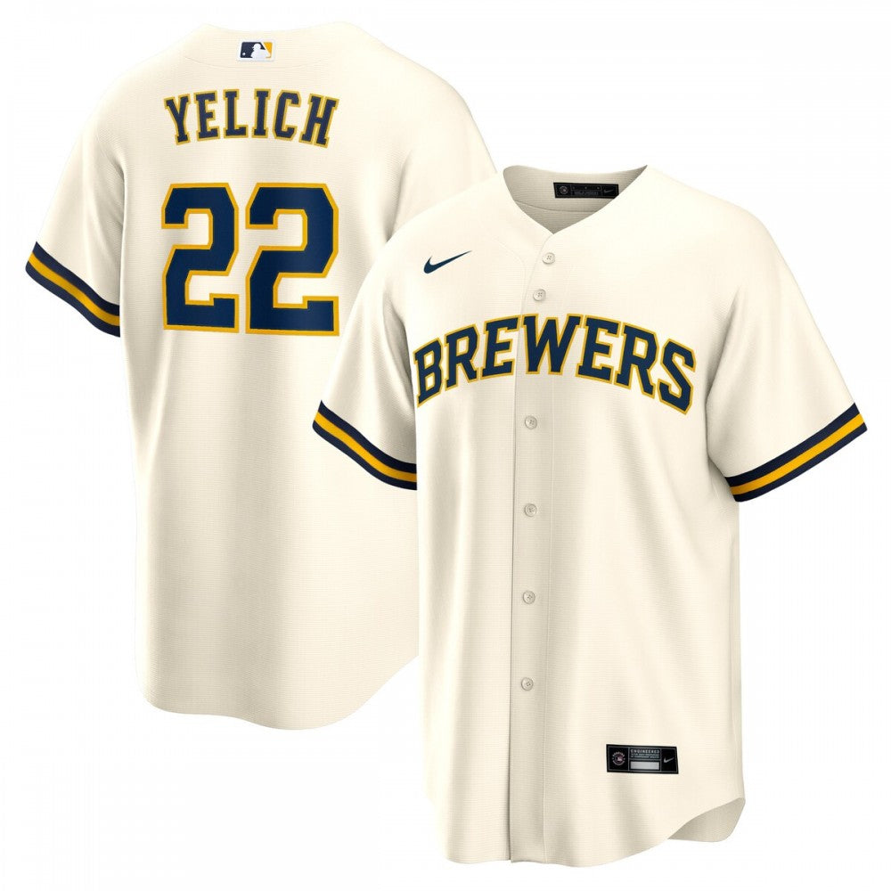 Christian Yelich Milwaukee Brewers Nike Alternate Replica Player MLB Jersey - Cream