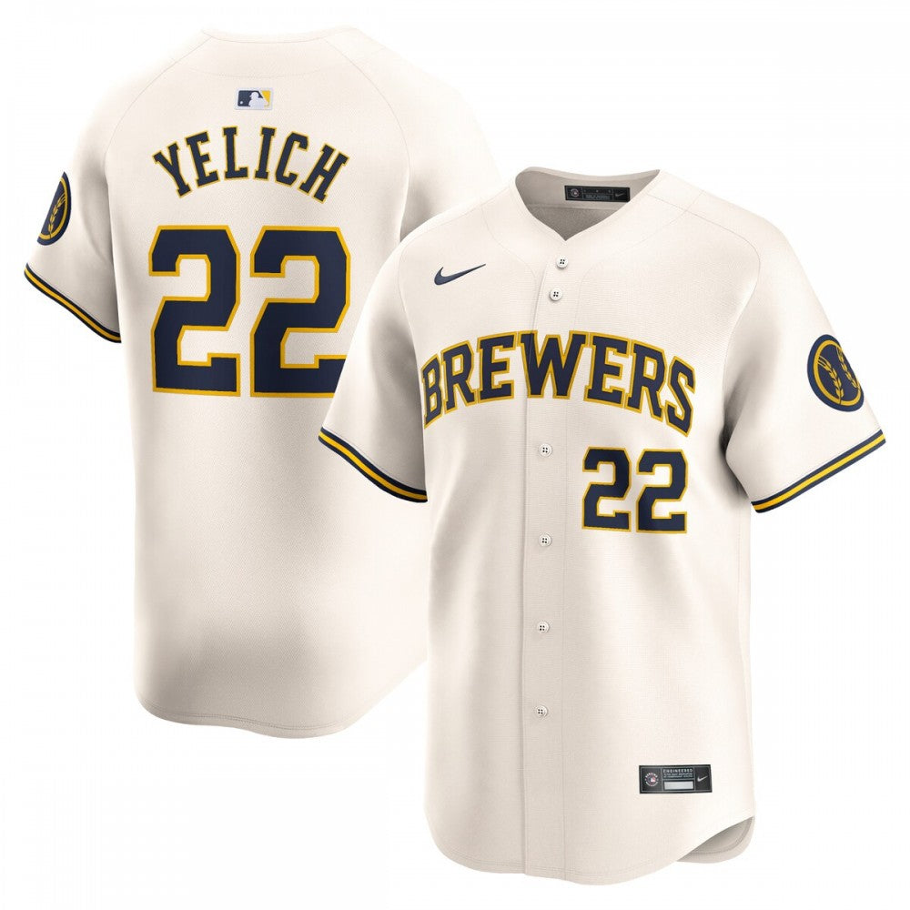 Christian Yelich Milwaukee Brewers Nike Home Limited Player MLB Jersey - Cream