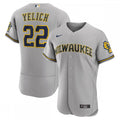 Christian Yelich Milwaukee Brewers Nike Road Authentic Player Logo MLB Jersey - Gray