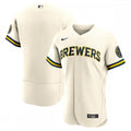 Milwaukee Brewers Nike Home Authentic Team Logo MLB Jersey - Cream