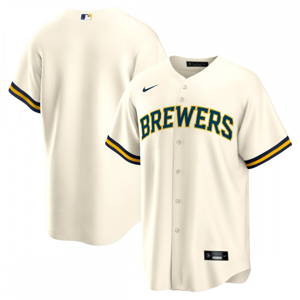 Milwaukee Brewers Nike Home Blank Replica MLB Jersey - Cream