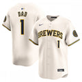 Milwaukee Brewers Nike #1 Dad Home Limited MLB Jersey - Cream