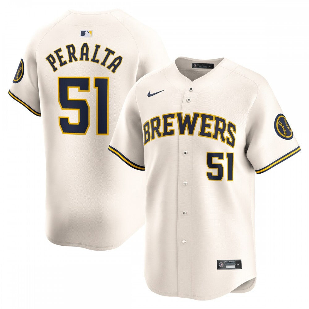 Freddy Peralta Milwaukee Brewers Nike Home Limited Player MLB Jersey - Cream