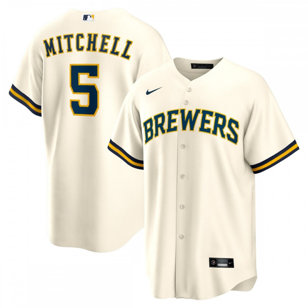 Garrett Mitchell Milwaukee Brewers Nike Replica Player MLB Jersey - Cream