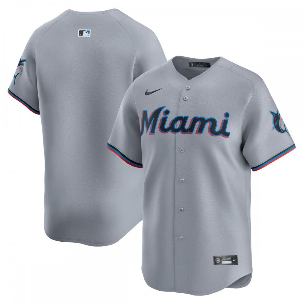 Miami Marlins Nike Road Limited MLB Jersey?C Gray