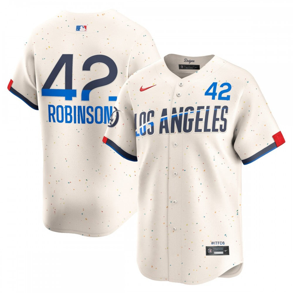Jackie Robinson Los Angeles Dodgers Nike 2024 City Connect Limited Player MLB Jersey - Cream
