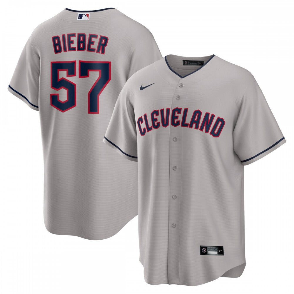 Shane Bieber Cleveland Guardians Nike Road Replica Player MLB Jersey - Gray