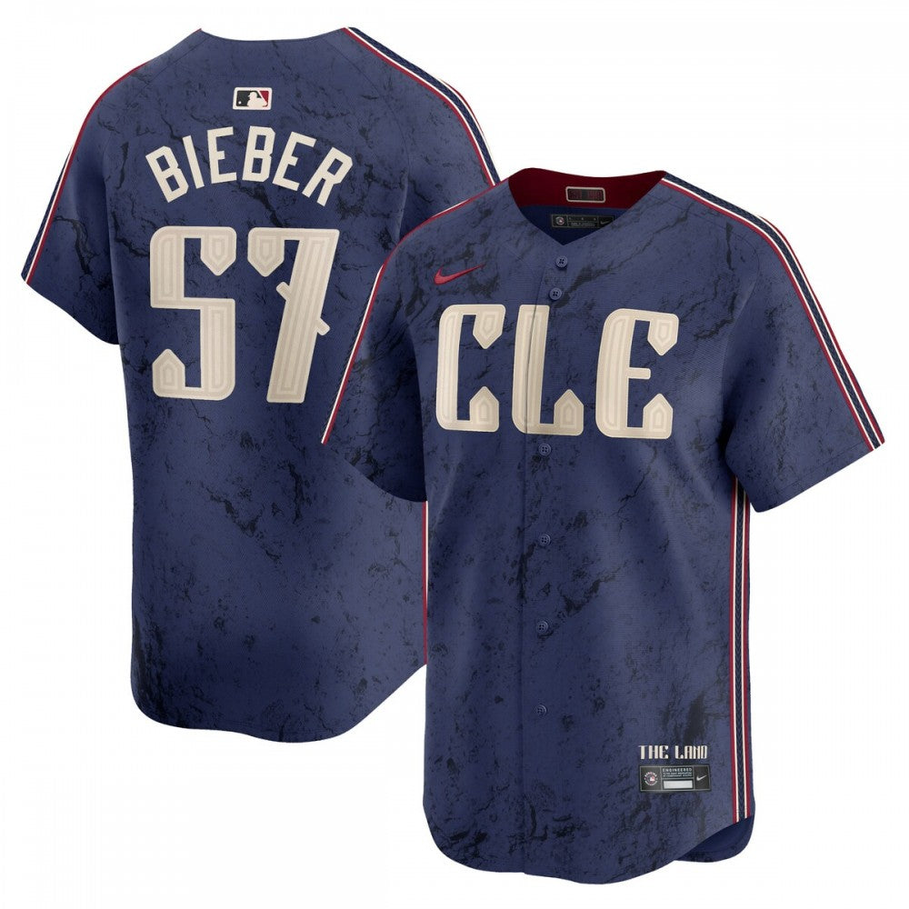 Shane Bieber Cleveland Guardians Nike 2024 City Connect Limited MLB Jersey - Navy