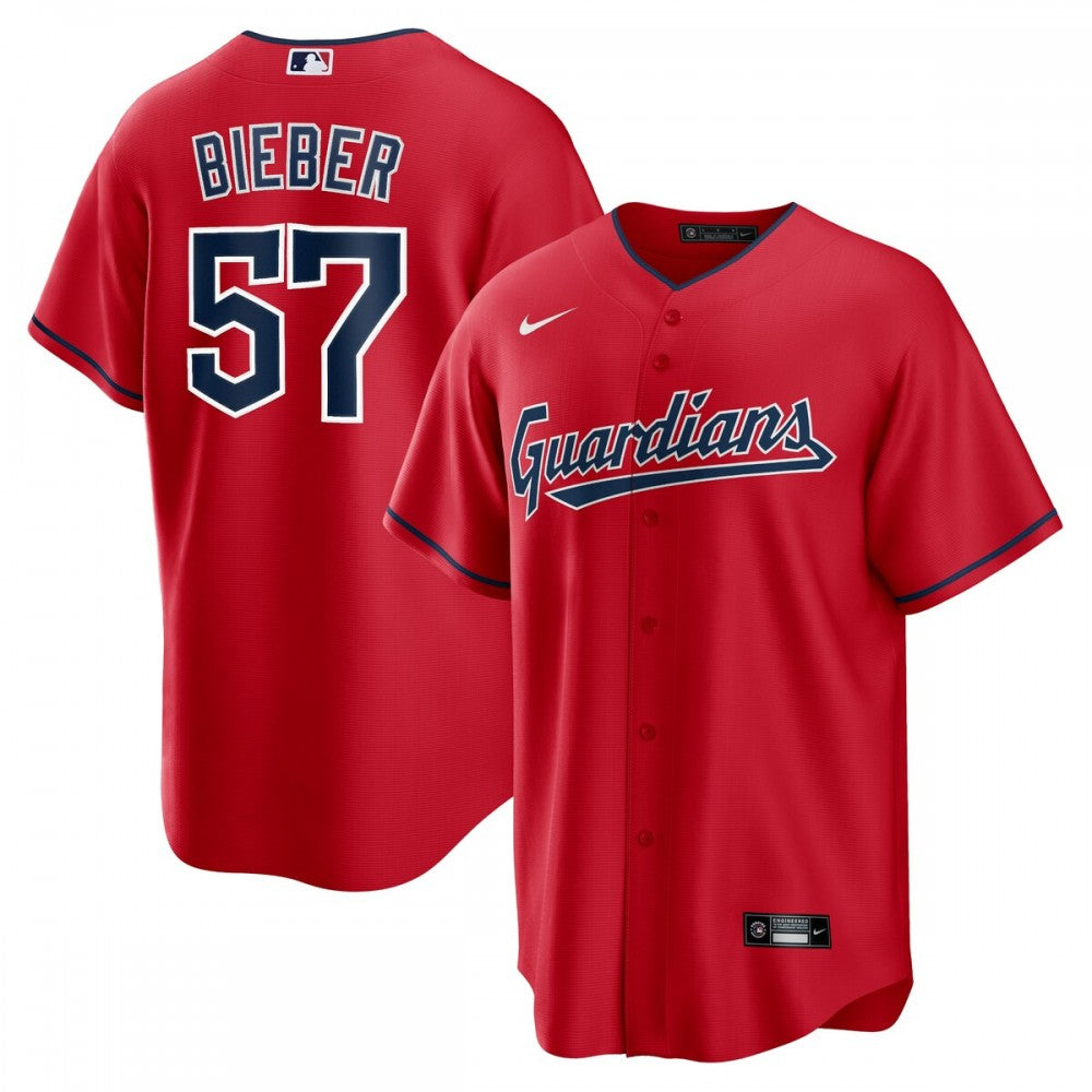 Shane Bieber Cleveland Guardians Nike Alternate Replica Player MLB Jersey - Red