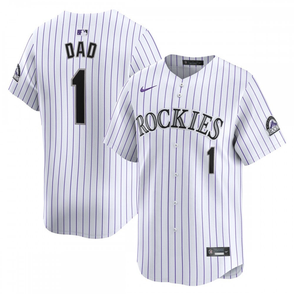Colorado Rockies Nike #1 Dad Home Limited MLB Jersey - White
