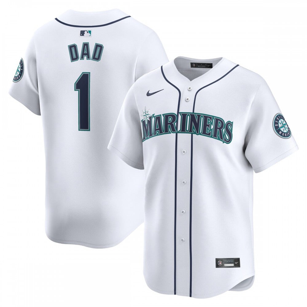 Seattle Mariners Nike #1 Dad Home Limited MLB Jersey - White