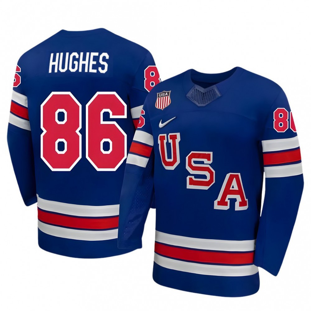 Jack Hughes USA Hockey Olympic Nike 2026 Royal Home Replica NHL Jersey